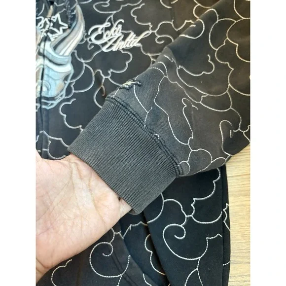 Vintage Y2K Ecko UNLTD Full Zip Hoodie Size L Embroidered Rhino Cybergoth Rare - Picture 4 of 14